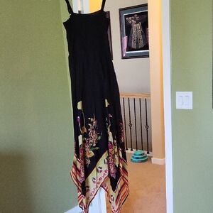 Soft Surroundings Asymmetrical Black and Orange Sundress